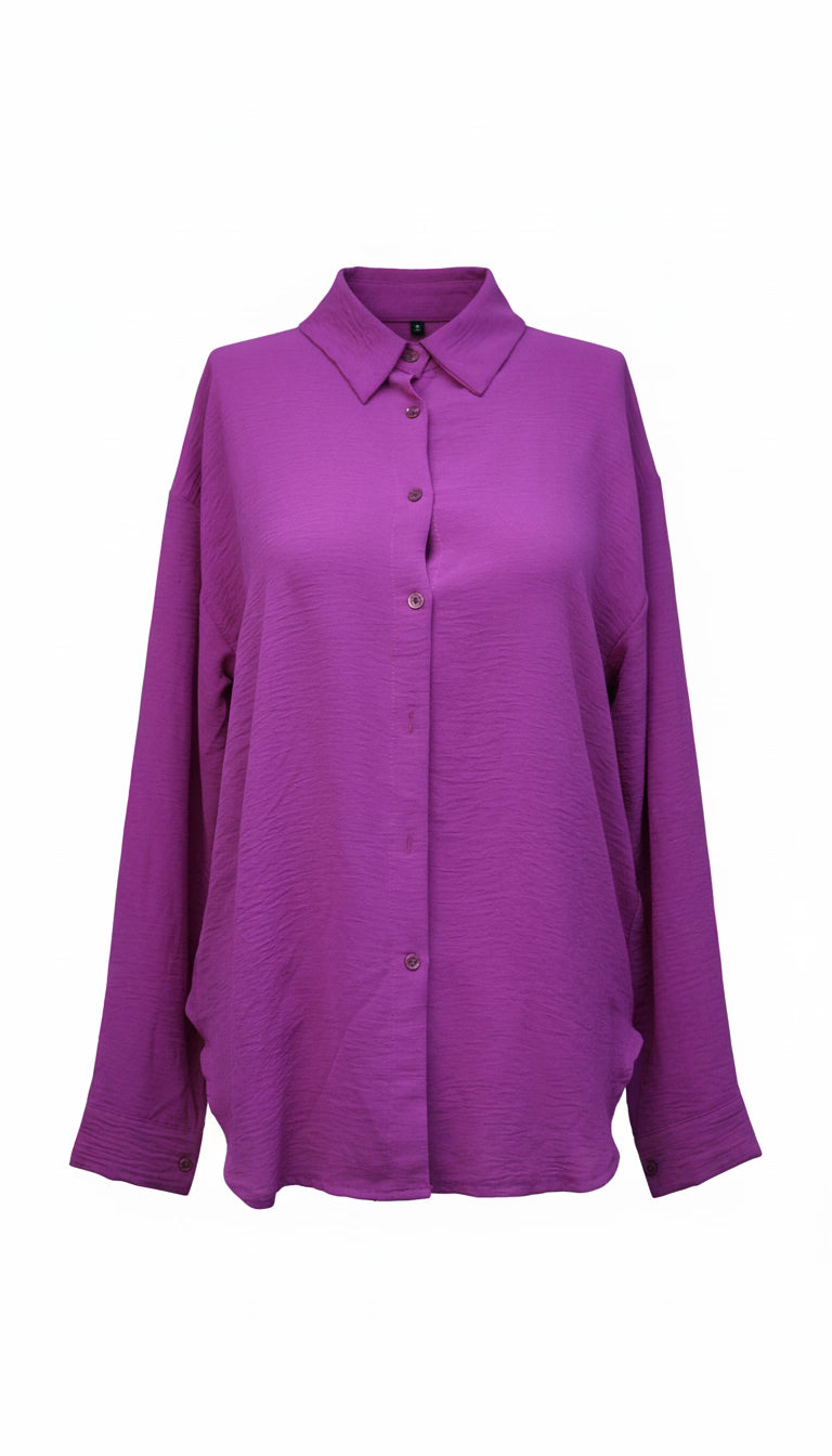 Camasă mov cu nasturi și guler înalt - OK Lux. All rights reserved. - Shirts -