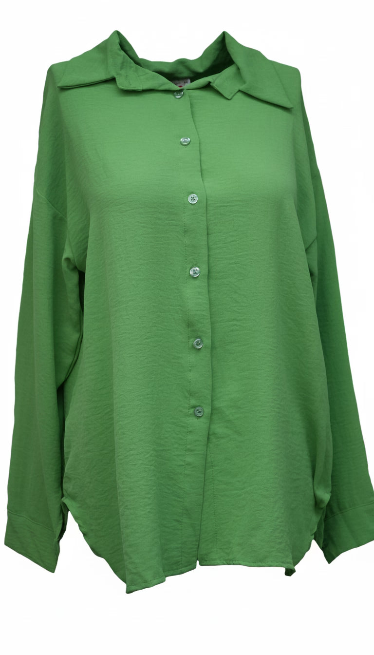 Camasă verde oversize cu maneci lungi