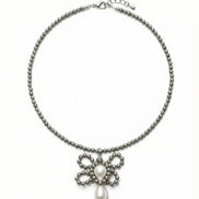 Colier Unicat din Argint cu Pirită Fațetată și Perle de Cultură Baroc, cu Pandantiv Manual