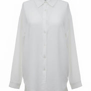 Cămașă lungă cu guler clasic și manșete oversize albă - OK Lux. All rights reserved. - Shirts  3 -