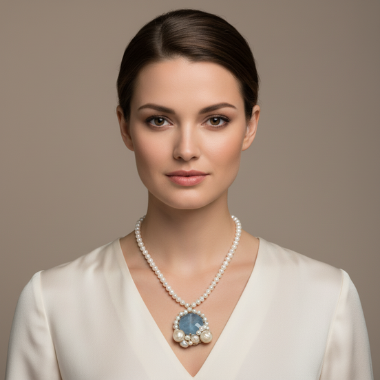 Colier Perle de Cultură AAA cu Aquamarin și Perle Baroc - Bijuterie Premium