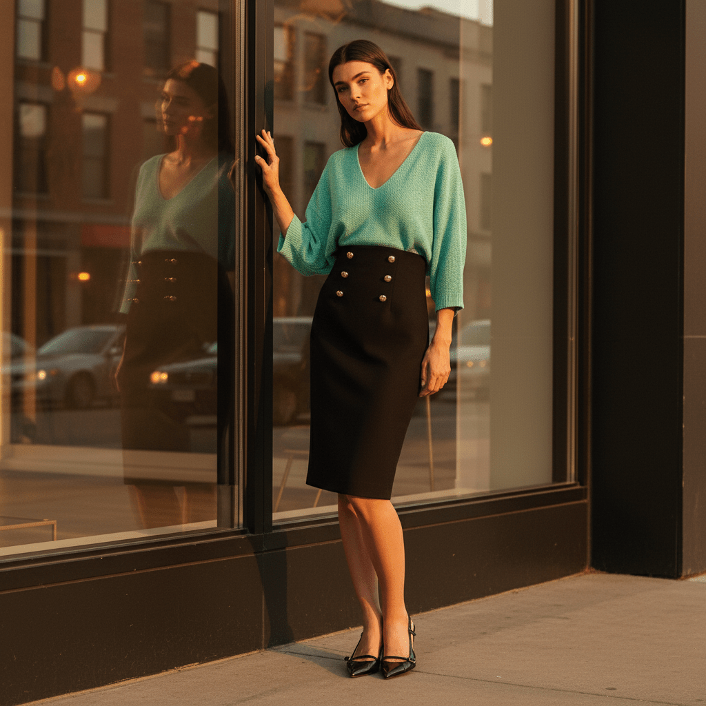 Bluză tricotată cu lurex turcoaz - OK Lux. All rights reserved. - Blouses - TURQUOISE - 