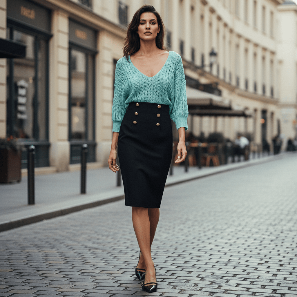 Bluză tricotată cu lurex turcoaz - OK Lux. All rights reserved. - Blouses - TURQUOISE - 