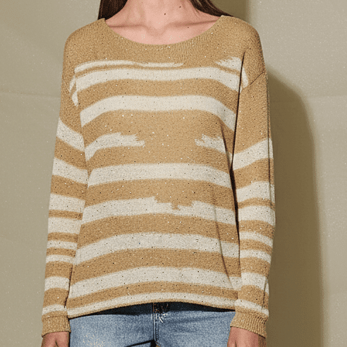 Bluză Tricotată Subțire cu Dungi și Paiete - OK Lux. All rights reserved. - Blouses - 