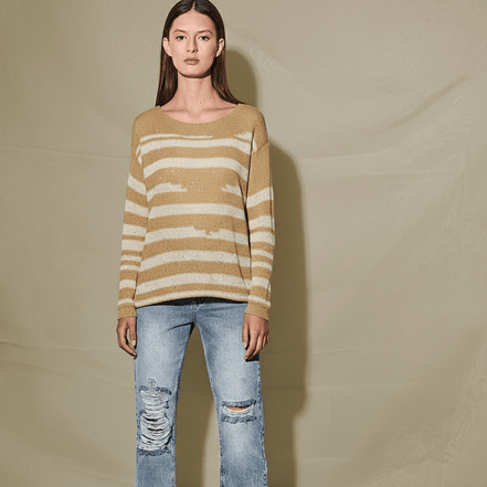 Bluză Tricotată Subțire cu Dungi și Paiete - OK Lux. All rights reserved. - Blouses - 