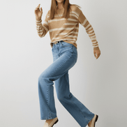 Bluză Tricotată Subțire cu Dungi și Paiete - OK Lux. All rights reserved. - Blouses - 