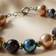 Brățară Jad Roșu și Verde cu Hematit și Perle Mallorca - Bijuterie Handmade 19cm - OK Lux. All rights reserved. - Bijuterii - 