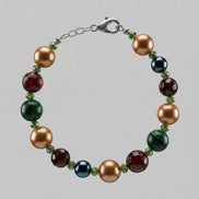 Brățară Jad Roșu și Verde cu Hematit și Perle Mallorca - Bijuterie Handmade 19cm - OK Lux. All rights reserved. - Bijuterii - 