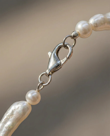 Brățară Perle Baroc Naturale cu Argint - Handmade 18cm - OK Lux. All rights reserved. - Bijuterii - 