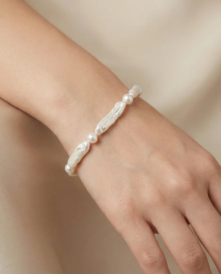 Brățară Perle Baroc Naturale cu Argint - Handmade 18cm - OK Lux. All rights reserved. - Bijuterii - 