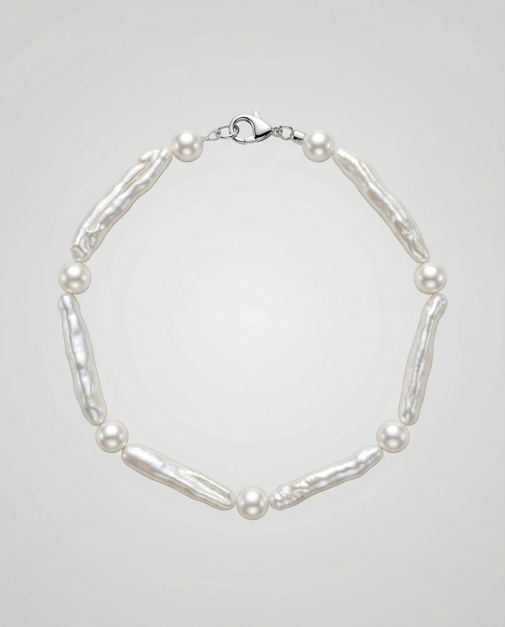 Brățară Perle Baroc Naturale cu Argint - Handmade 18cm - OK Lux. All rights reserved. - Bijuterii - 