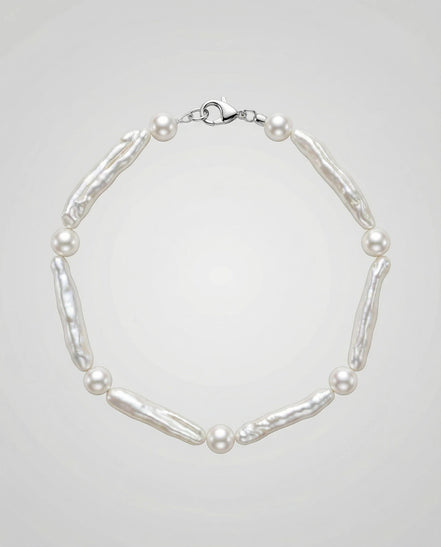 Brățară Perle Baroc Naturale cu Argint - Handmade 18cm - OK Lux. All rights reserved. - Bijuterii - 