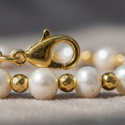 Brățară Perle de Cultură AAA cu Hematit și Oțel Placat Aur - Bijuterie Handmade 17cm - OK Lux. All rights reserved. - Bijuterii - 