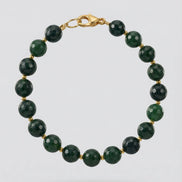 Brățară realizată manual din moldavit fațetat și hematit auriu, cu închizătoare placată cu aur - OK Lux. All rights reserved. - Bijuterii - 