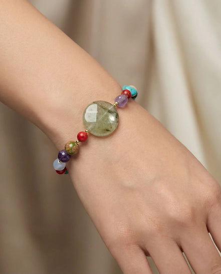 Brățară realizată manual din pietre semiprețioase multicolore, cu închizătoare din argint - OK Lux. All rights reserved. - Bijuterii - 
