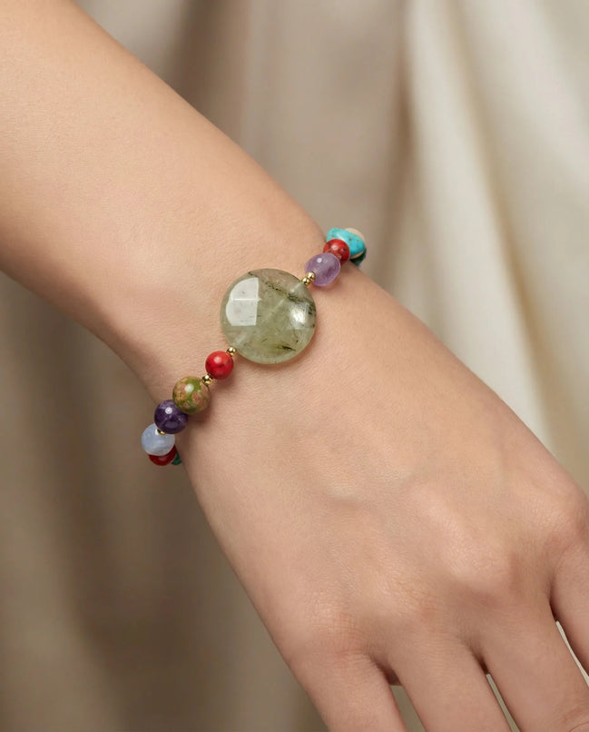 Brățară realizată manual din pietre semiprețioase multicolore, cu închizătoare din argint - OK Lux. All rights reserved. - Bijuterii - 