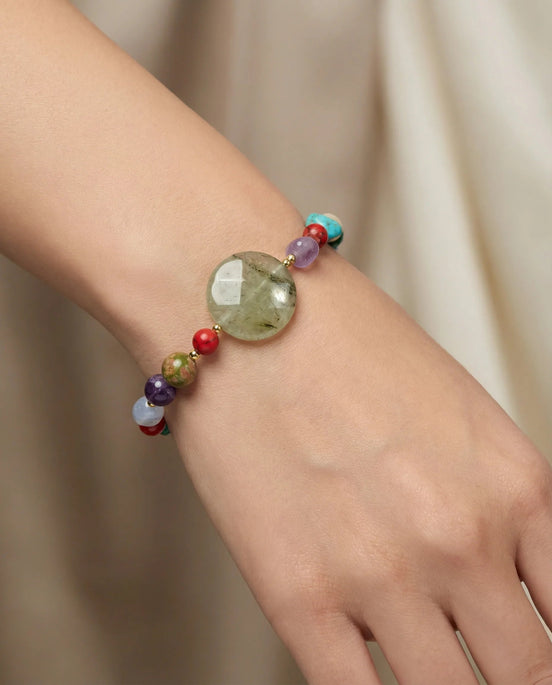 Brățară realizată manual din pietre semiprețioase multicolore, cu închizătoare din argint - OK Lux. All rights reserved. - Bijuterii - 