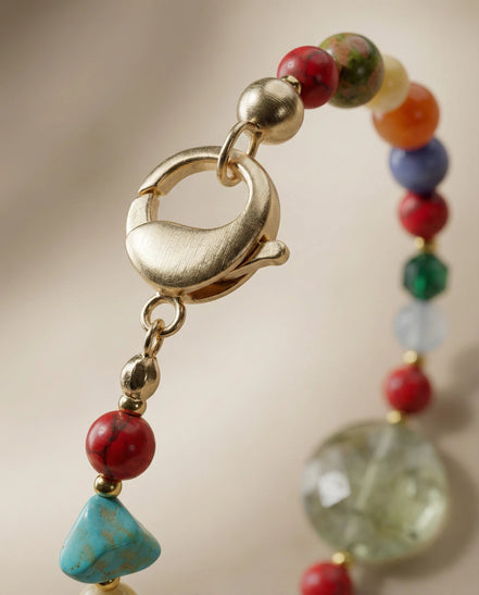 Brățară realizată manual din pietre semiprețioase multicolore, cu închizătoare din argint - OK Lux. All rights reserved. - Bijuterii - 