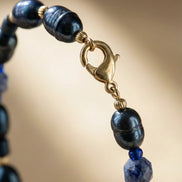 Brățară realizată manual din sodalit, hematit și perle de cultură, cu bile din argint - OK Lux. All rights reserved. - Bijuterii - 