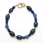 Brățară realizată manual din sodalit, hematit și perle de cultură, cu bile din argint - OK Lux. All rights reserved. - Bijuterii - 