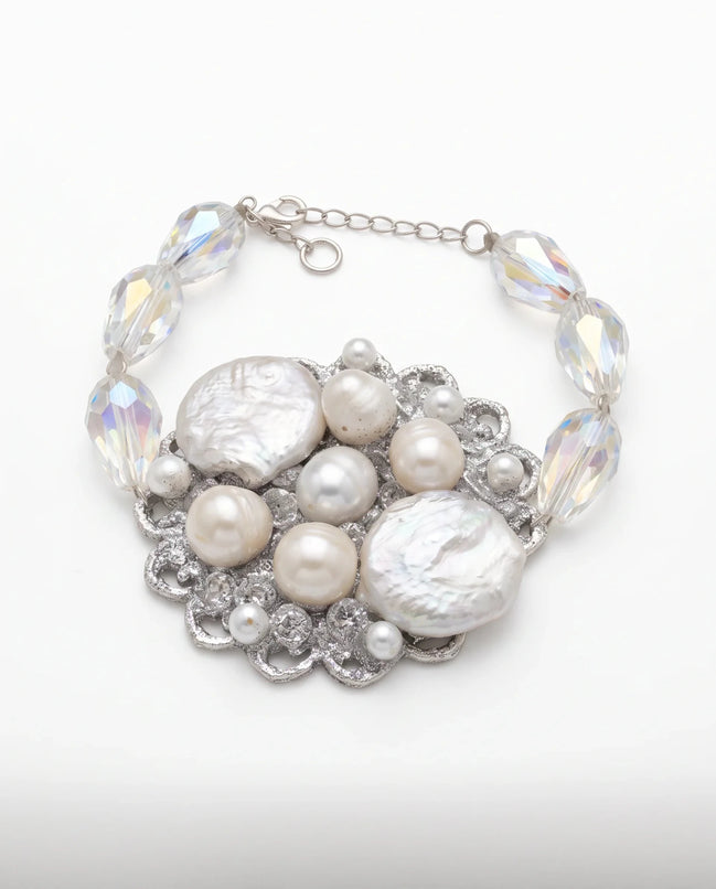Brățară Unicat Handmade cu Perle Baroc, Perle de 10 mm, Cristale și Rășină UV - OK Lux. All rights reserved. - Bijuterii - 