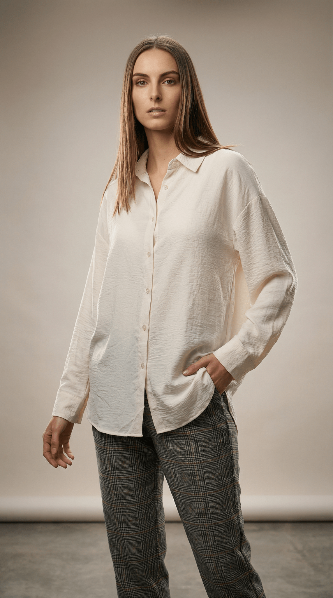 Camasă albă elegantă cu croi lejer - OK Lux. All rights reserved. - Shirts - BLACK - 