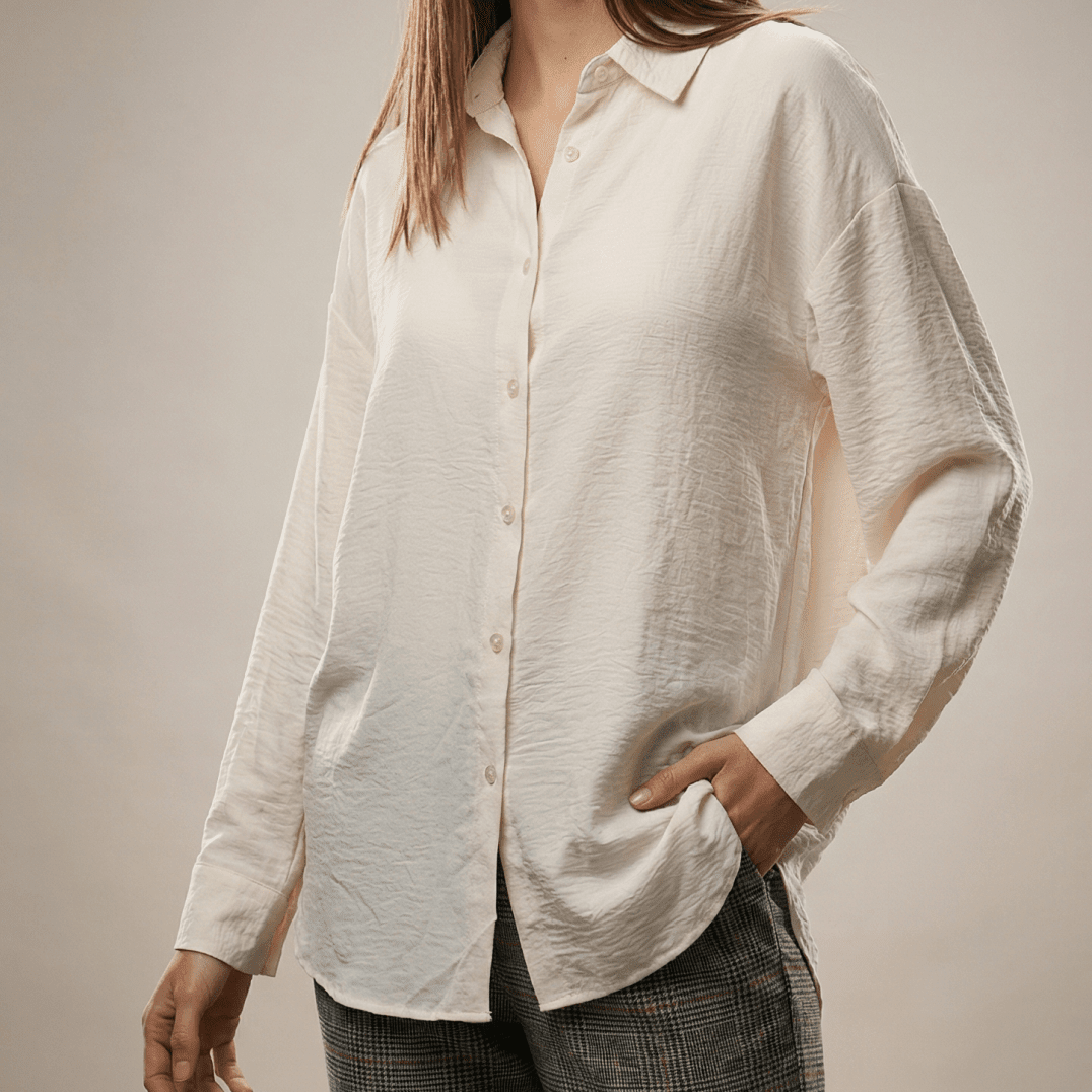 Camasă albă elegantă cu croi lejer - OK Lux. All rights reserved. - Shirts - BLACK - 