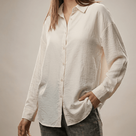 Camasă albă elegantă cu croi lejer - OK Lux. All rights reserved. - Shirts - BLACK - 