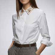 Camasă albă modernă cu linie fluidă - OK Lux. All rights reserved. - Shirts - WHITE - 