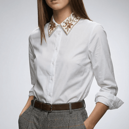 Camasă albă modernă cu linie fluidă - OK Lux. All rights reserved. - Shirts - WHITE - 