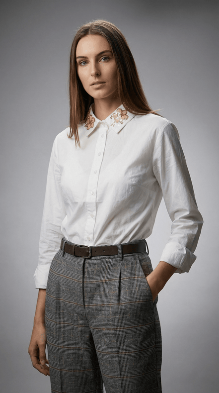 Camasă albă modernă cu linie fluidă - OK Lux. All rights reserved. - Shirts - WHITE - 