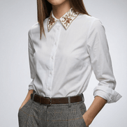 Camasă albă modernă cu linie fluidă - OK Lux. All rights reserved. - Shirts - WHITE - 