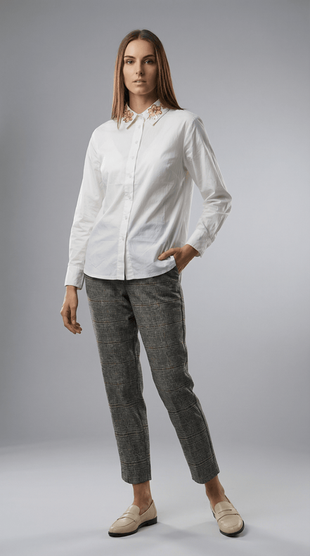 Camasă albă modernă cu linie fluidă - OK Lux. All rights reserved. - Shirts - WHITE - 