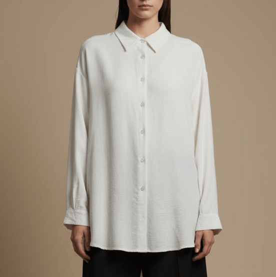 Cămașă albă oversize lejera cu maneca lunga - OK Lux. All rights reserved. - Shirts - WHITE - 