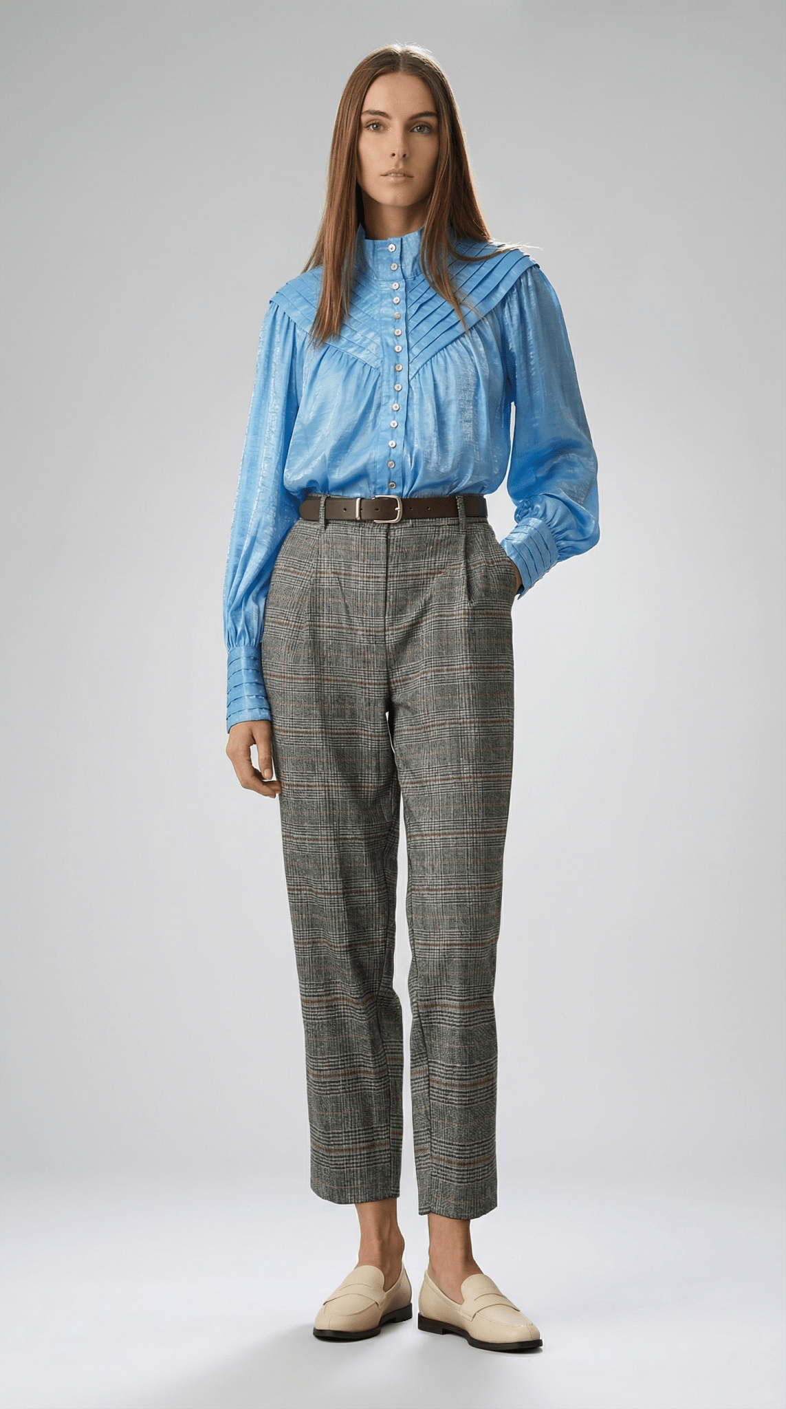 Camasă albastră satinată cu aspect rafinat - OK Lux. All rights reserved. - Shirts - BLUE - 