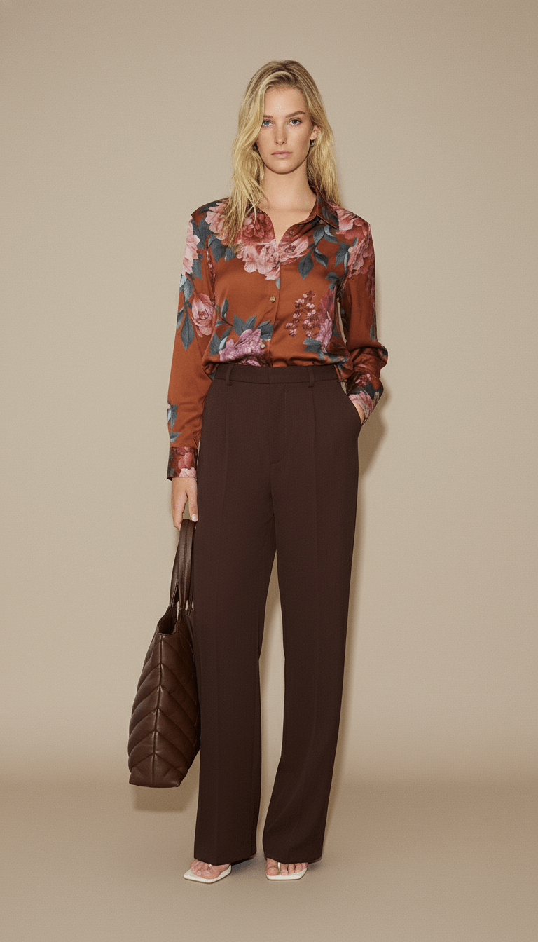 Cămașă aramiu camel, croială fluidă - OK Lux. All rights reserved. - Shirts - CAMEL COPPER - 