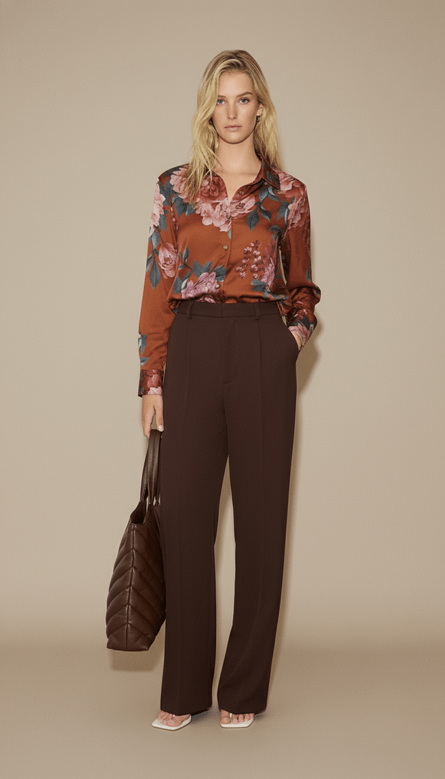 Cămașă aramiu camel, croială fluidă - OK Lux. All rights reserved. - Shirts - CAMEL COPPER - 