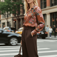 Cămașă aramiu camel, croială fluidă - OK Lux. All rights reserved. - Shirts - CAMEL COPPER - 