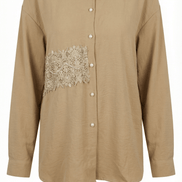 Camasa bej, accesorizata manual cu dantela si cristale - OK Lux. All rights reserved. - Skirts - 