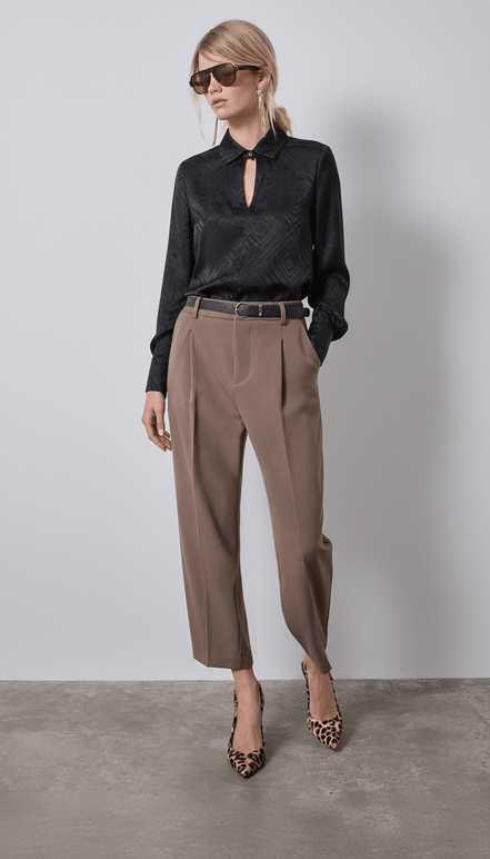 Cămașă chic cu fundă, negru clasic - OK Lux. All rights reserved. - Shirts - BLACK - 