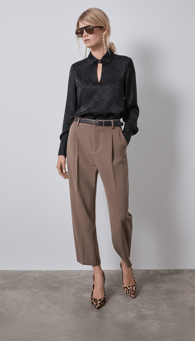 Cămașă chic cu fundă, negru clasic - OK Lux. All rights reserved. - Shirts - BLACK - 