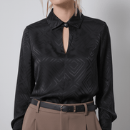 Cămașă chic cu fundă, negru clasic - OK Lux. All rights reserved. - Shirts - M/L - 