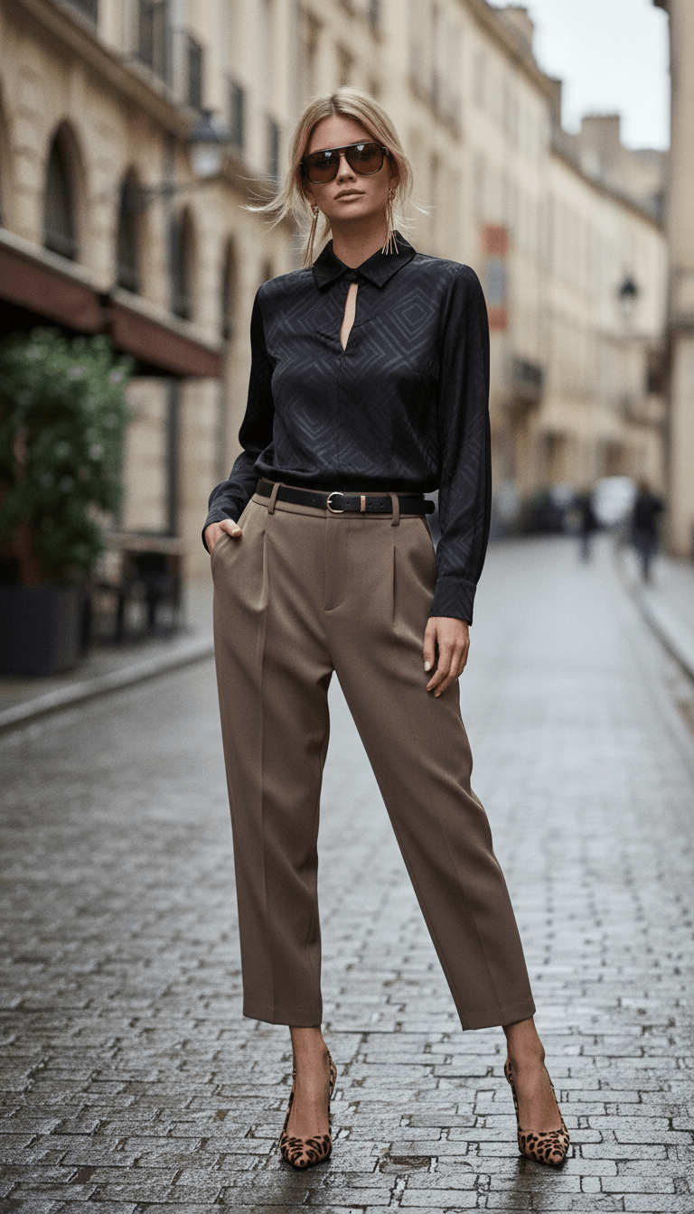 Cămașă chic cu fundă, negru clasic - OK Lux. All rights reserved. - Shirts - BLACK - 