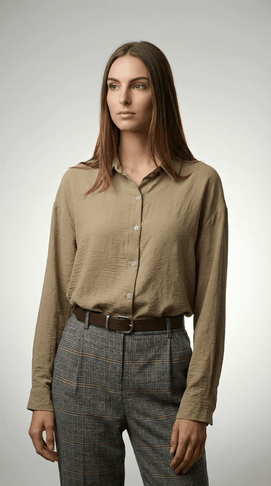 Camasă crem elegantă cu textură fină - OK Lux. All rights reserved. - Shirts - WHITE - 