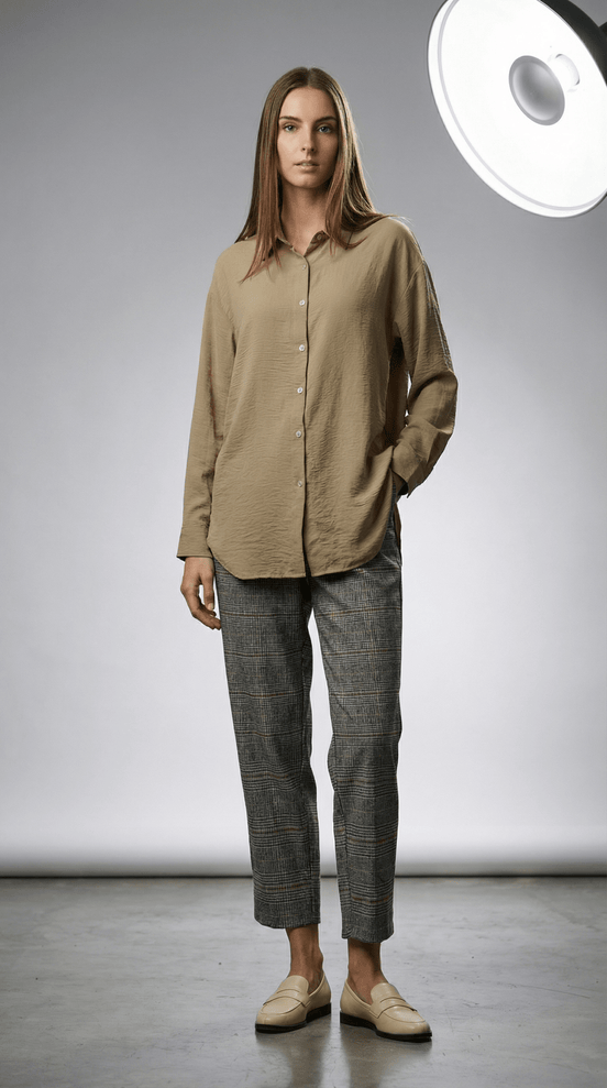 Camasă crem elegantă cu textură fină - OK Lux. All rights reserved. - Shirts - WHITE - 