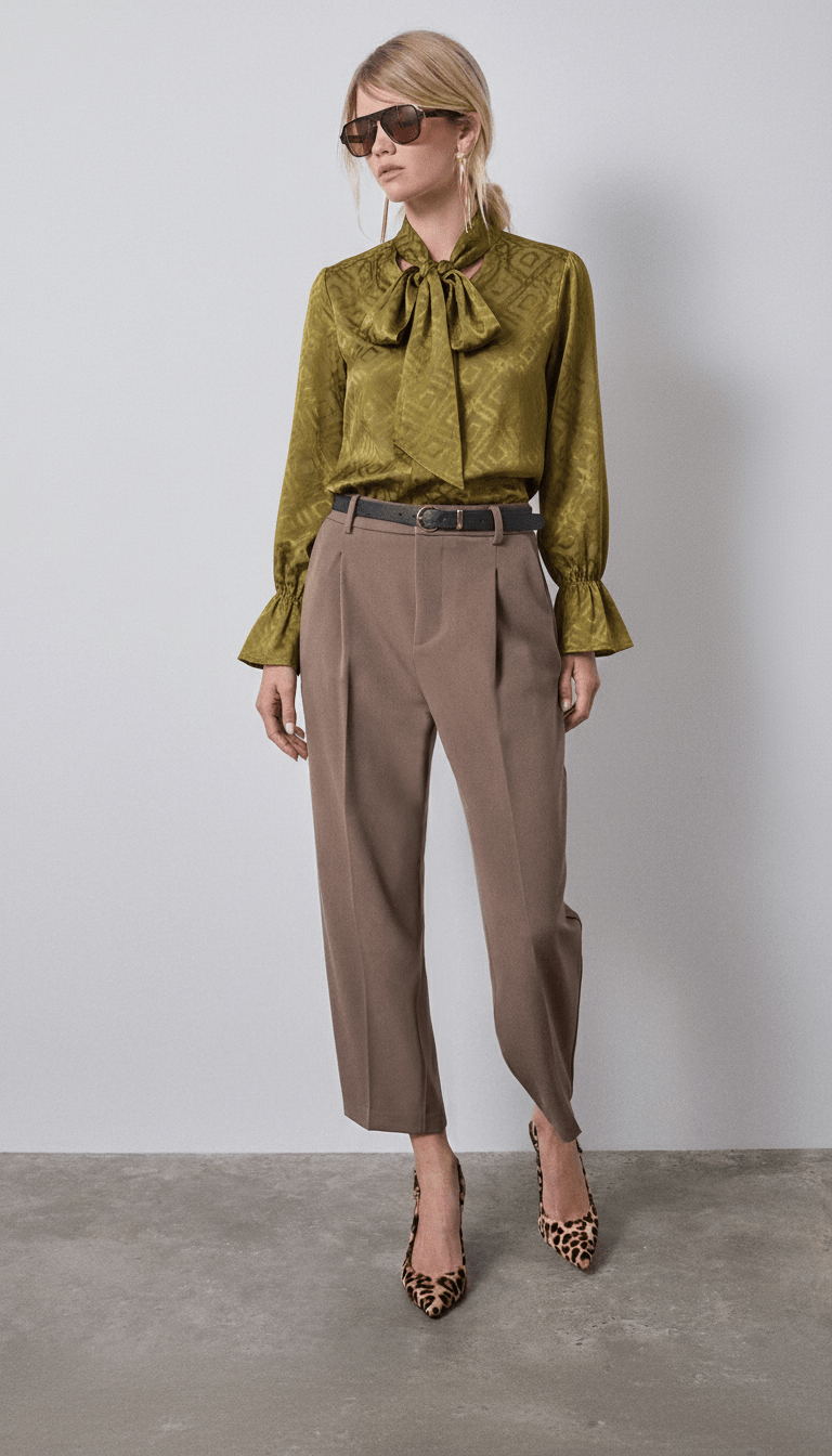 Cămașă cu fundă galben muștar - OK Lux. All rights reserved. - Shirts - MUSTARD YELLOW - 