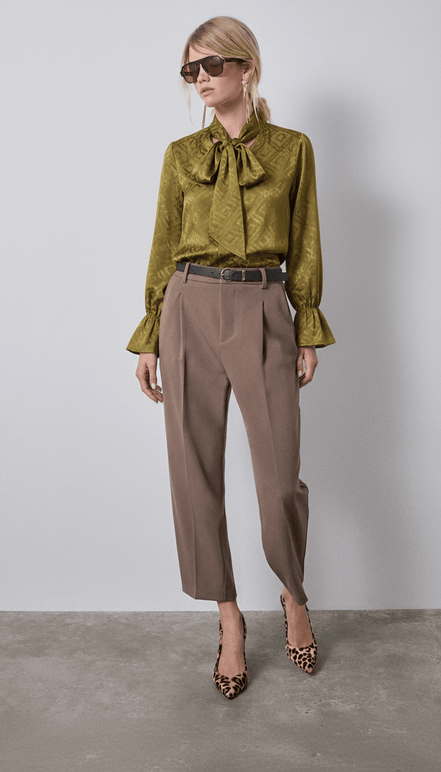 Cămașă cu fundă galben muștar - OK Lux. All rights reserved. - Shirts - MUSTARD YELLOW - 