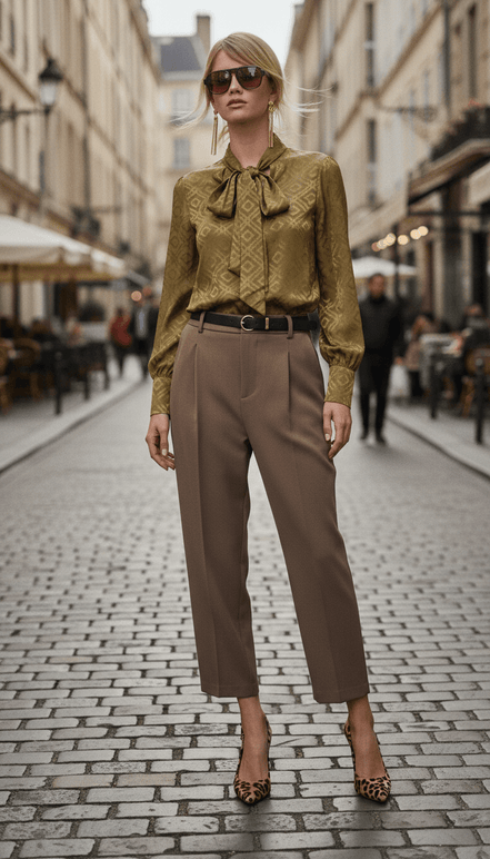 Cămașă cu fundă galben muștar - OK Lux. All rights reserved. - Shirts - MUSTARD YELLOW - 