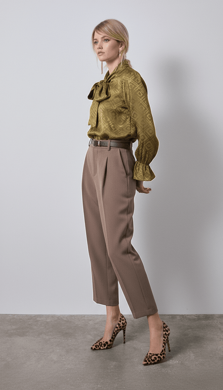 Cămașă cu fundă galben muștar - OK Lux. All rights reserved. - Shirts - MUSTARD YELLOW - 