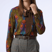 Cămașă cu fundă nuanță maro - OK Lux. All rights reserved. - Shirts - BROWN - 